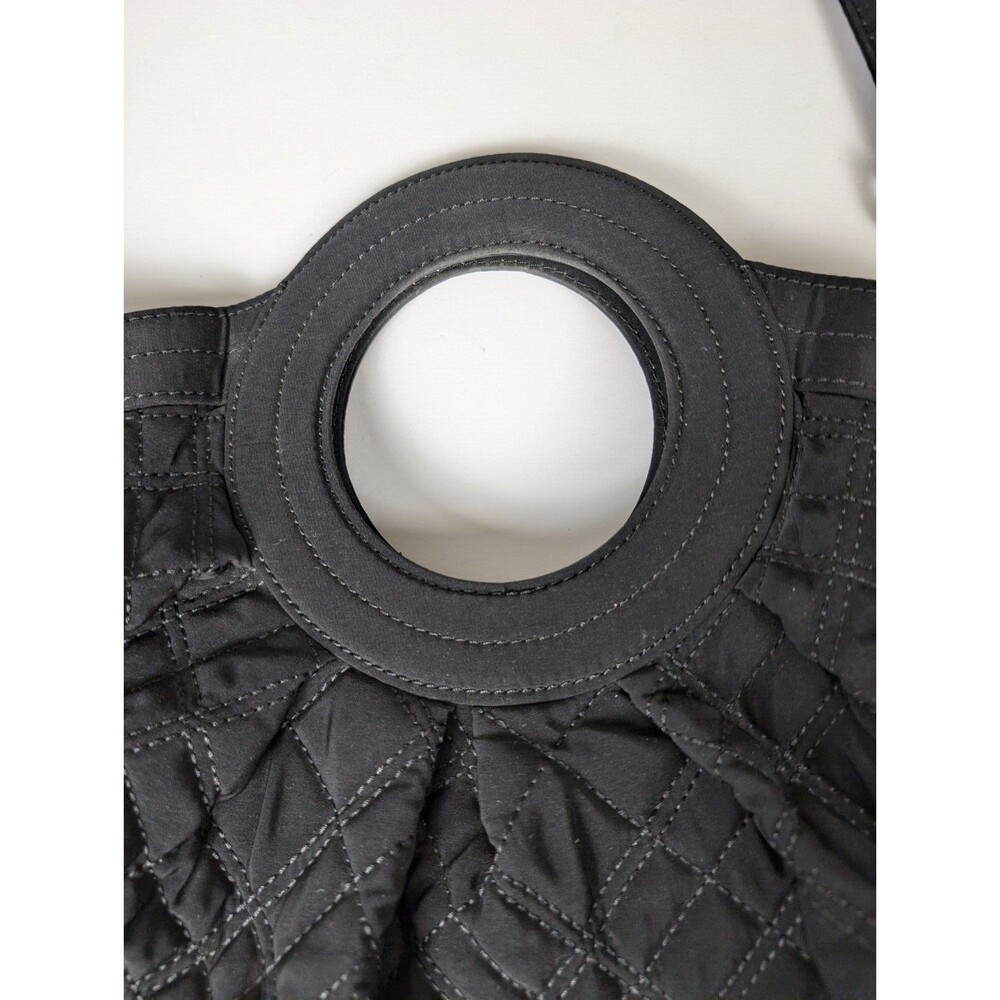 Vera Bradley Black Quilted Shoulder Tote Hand Bag Single Strap Circle Handle - Picture 12 of 16